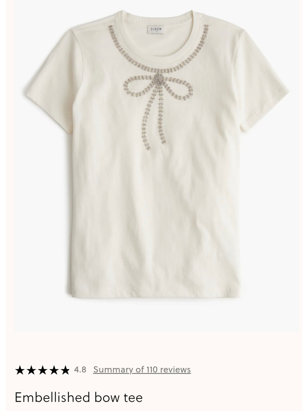 J.Crew Embellished Bow Tee in Ivory